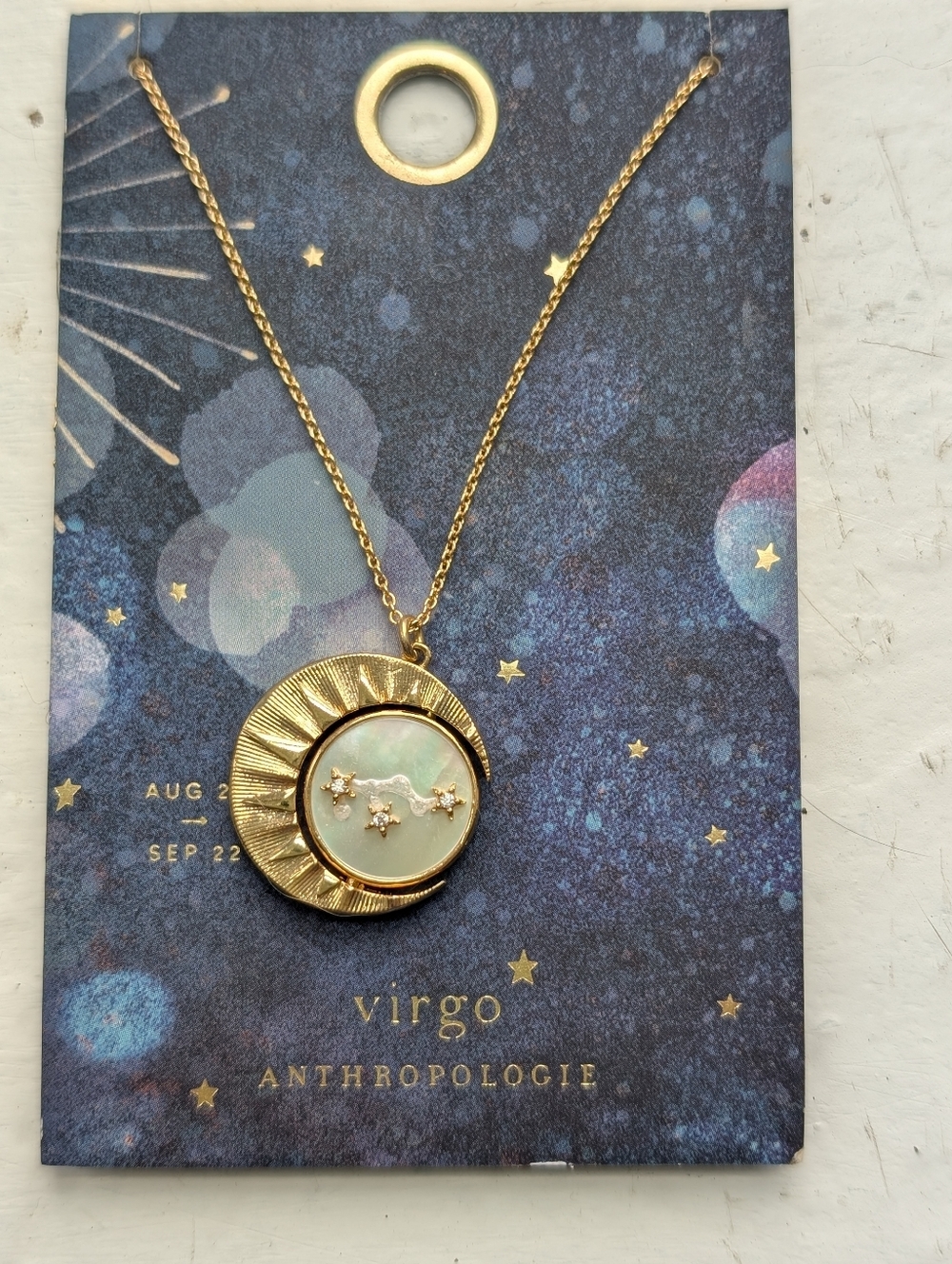 Anthropologie x Tai Rittichai VIRGO Zodiac Mother-Of-Pearl Pendan